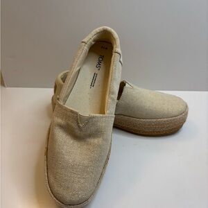 TOMS Cream/gold Slip-On Espadrilles